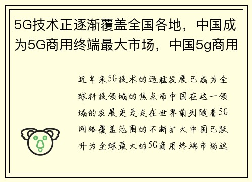 5G技术正逐渐覆盖全国各地，中国成为5G商用终端最大市场，中国5g商用设备谁提供的